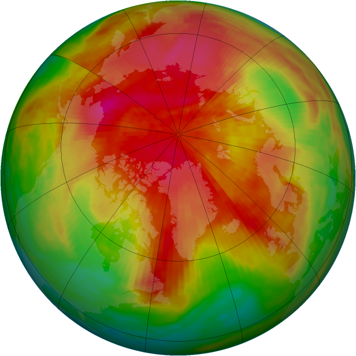 Arctic ozone map for 25 March 1986